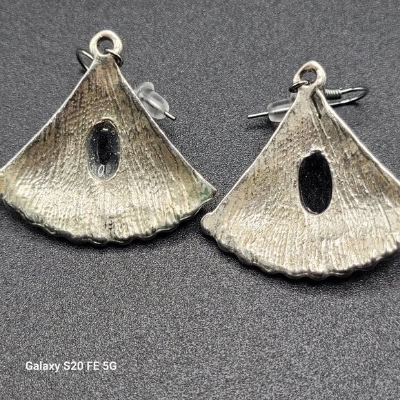 Moroccan Earrings Silver and Oynx - Picture 4 of 7